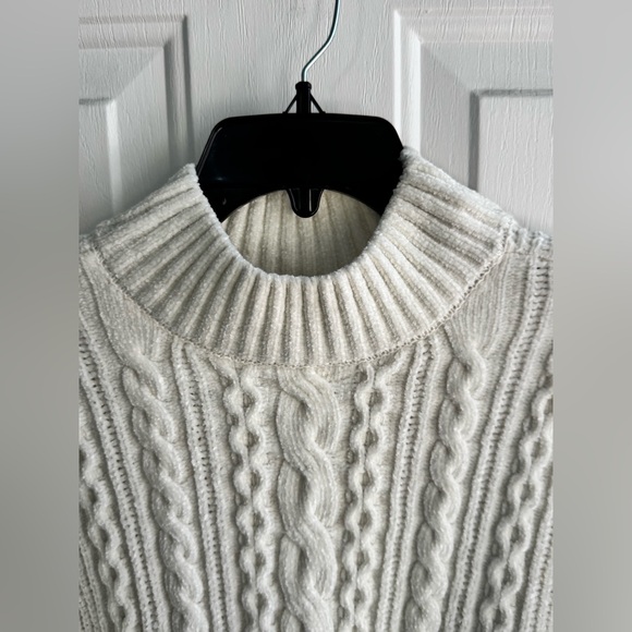 RACHEL ZOE Ivory Cable Knit Mock Neck Sweater women’s Size L (NWOT) - Picture 4 of 8